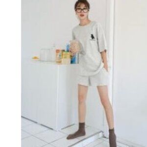 Alteredreams Baby Dino Patch Loungewear Set - Tee Shirt & Shorts